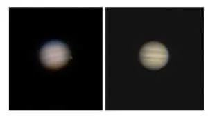 Jupiter through a 2" and 4" aperture telescope