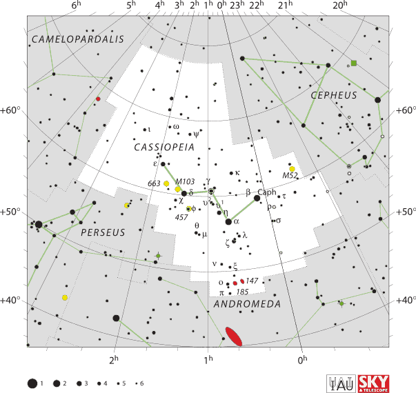 Cassiopeia is a circumpolar constellation in all US states except Hawaii and Florida