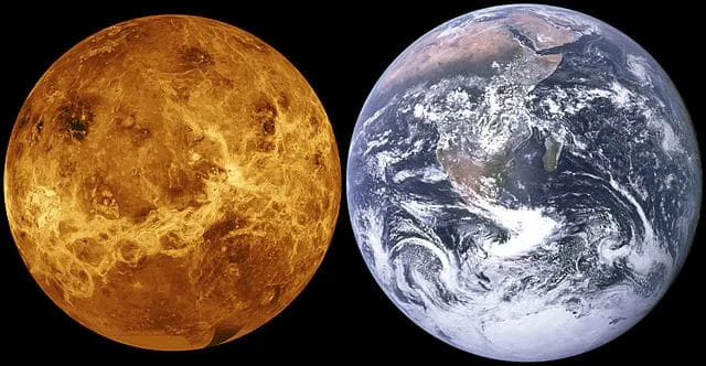 venus and earth side by side