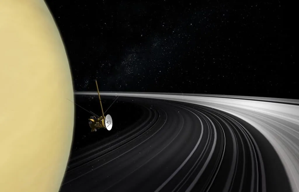 A view of Cassini plunging into Saturn