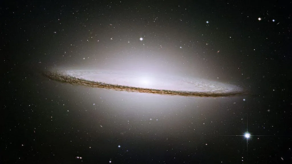 The sombrero galaxy with its bright galactic core