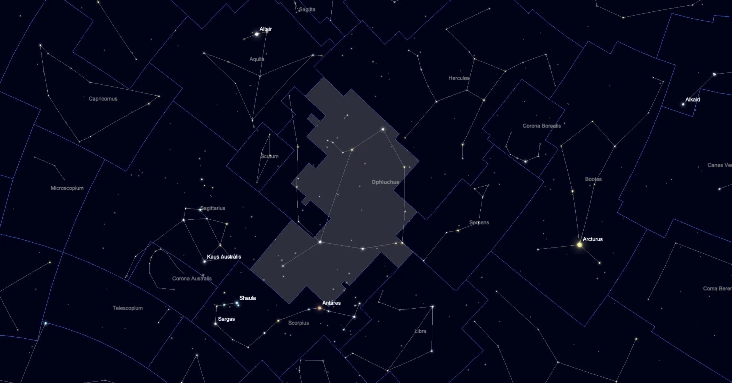 The border constellations of Ophiuchus.